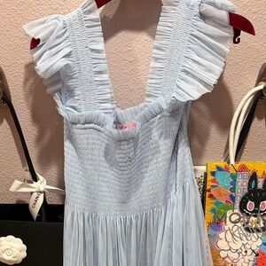 Hill House Home Blue Smocked tulle Maxi Dress